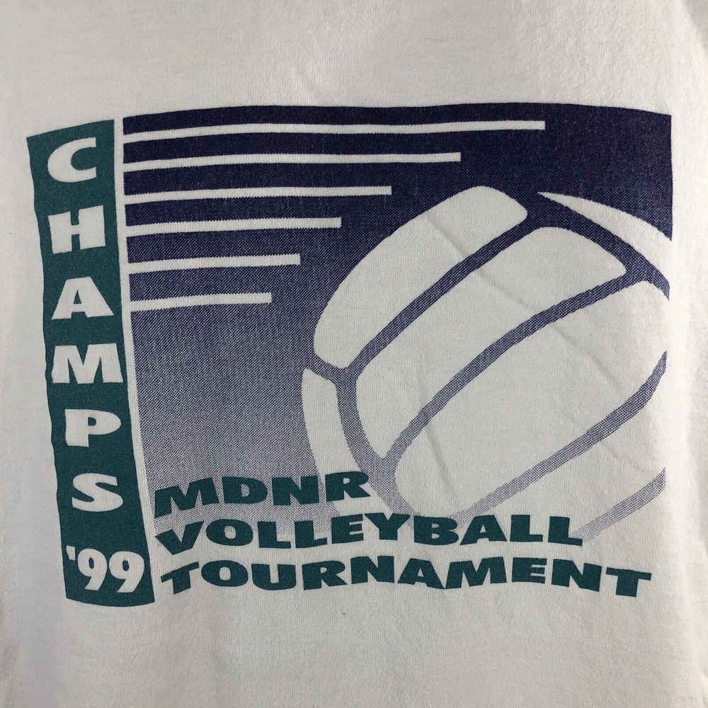 Vintage 1999 Champs MDNR Volleyball Tournament T Shirt 99 90s XL Short Sleeve